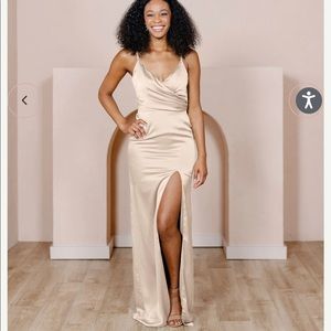 Revelry Rava Satin Dress - Gold Champagne